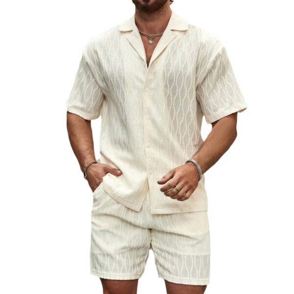 Fashion Mens Clothing Men's Loose Short Sleeve Shirt Shorts Casual Suit - Image 3