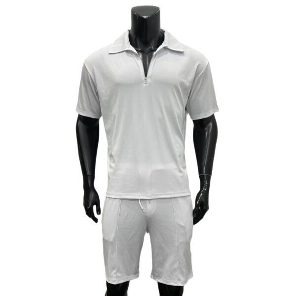 Fashion Mens Clothing Men's Zipper Polo Casual Short-sleeved Shorts Suit - Image 8