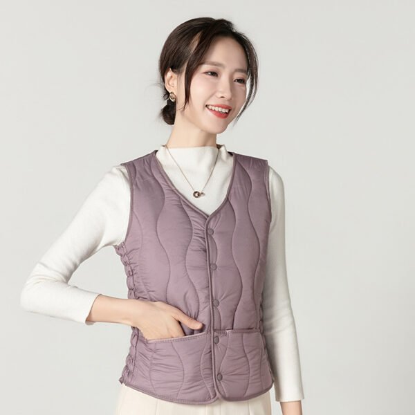 Fashion Fleece Lined Padded Warm Keeping Slim Women Vest - Image 4