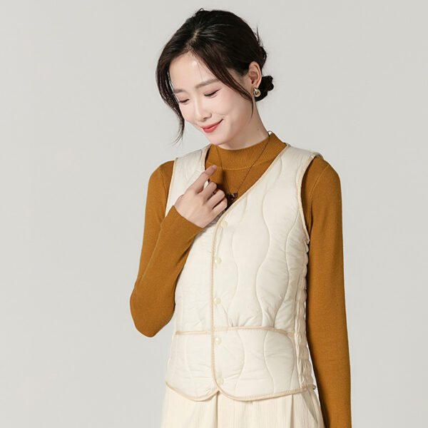 Fashion Fleece Lined Padded Warm Keeping Slim Women Vest - Image 5