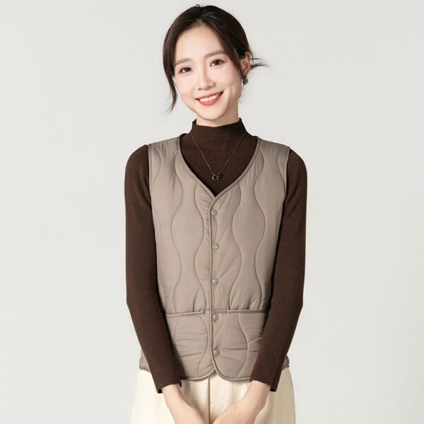 Fashion Fleece Lined Padded Warm Keeping Slim Women Vest - Image 7