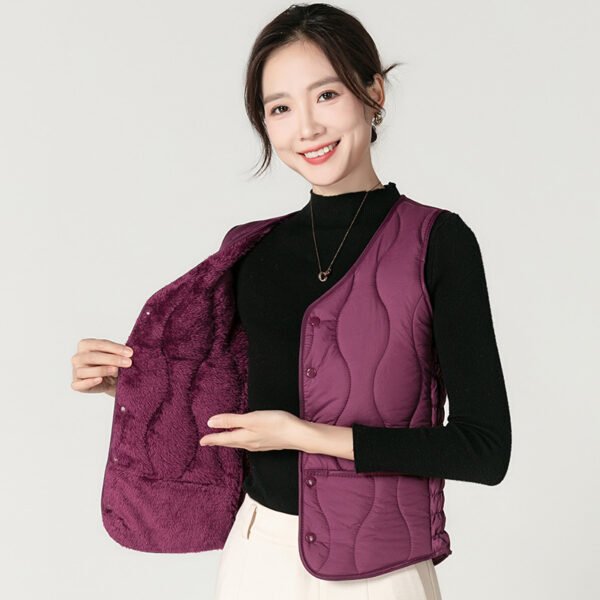 Fashion Fleece Lined Padded Warm Keeping Slim Women Vest - Image 3